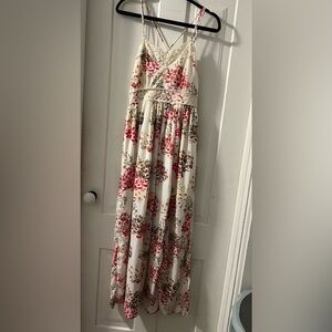 Altar’d State Strappy Floral Lace Trim Maxi Dress